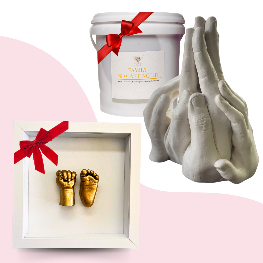 3D Baby Keepsake Kit with casting kit and framed baby feet for personalized Mother's Day gifts.