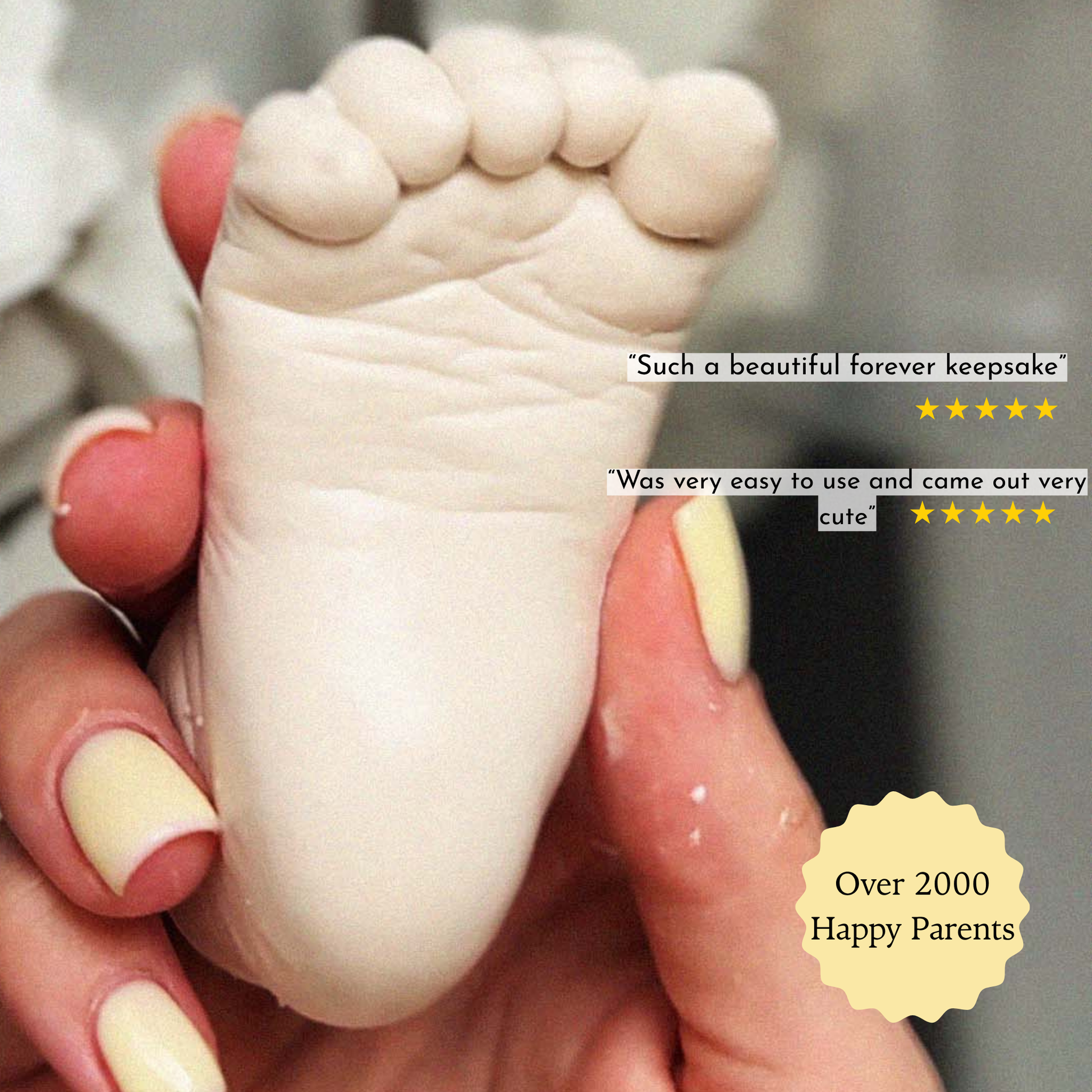 Detailed close-up of baby foot cast made with Made by Mindy kit – trusted by over 2000 happy UK parents