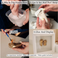 Step-by-step guide showing how to make a baby hand and foot cast – mix, set, paint, and display with Made by Mindy kit